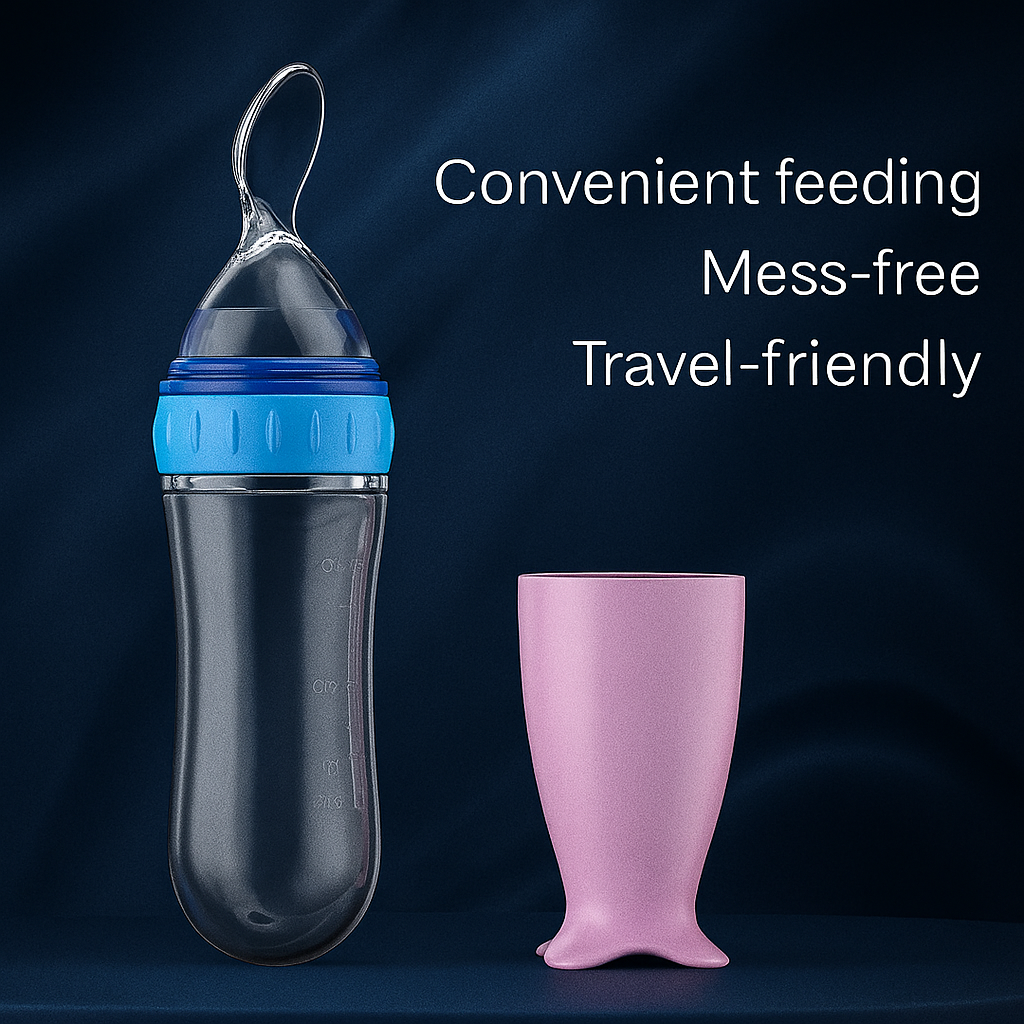 Squeeze Baby Food Feeder Spoon – Soft Silicone 3oz Dispenser with Suction Base | Mess-Free Feeding for Babies & Toddlers (BPA-Free)