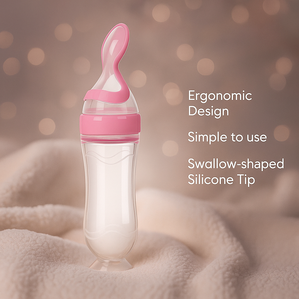 Squeeze Baby Food Feeder Spoon – Soft Silicone 3oz Dispenser with Suction Base | Mess-Free Feeding for Babies & Toddlers (BPA-Free)
