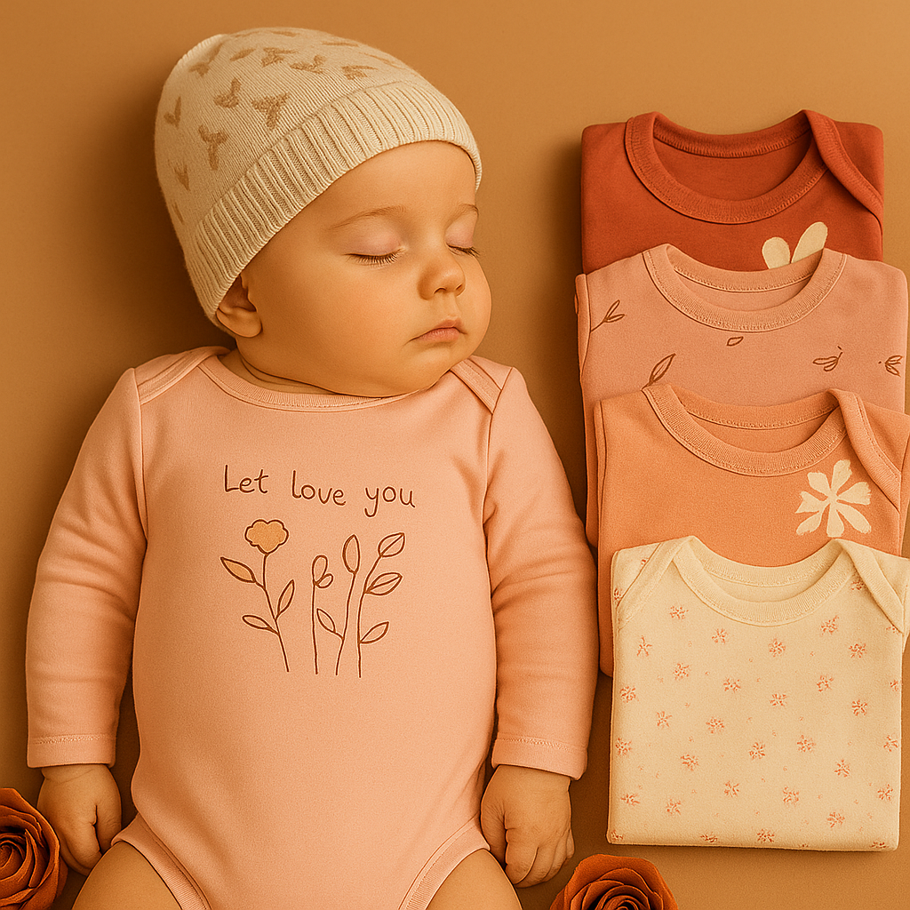 5-Pack Soft Cotton Baby Bodysuits – Cute & Comfy for Newborns