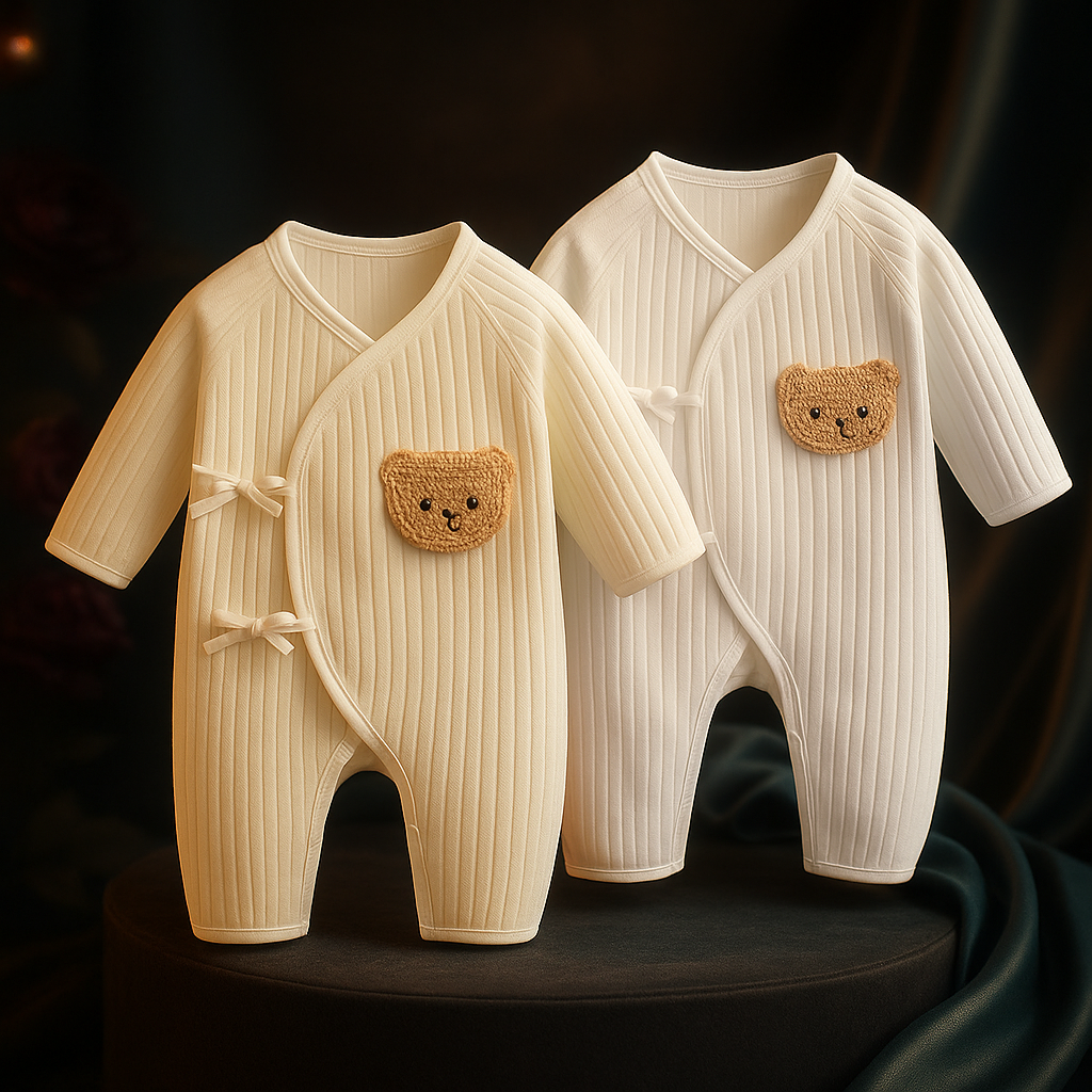 100% Cotton Baby Romper – Soft Knitted One-Piece Outfit with Long Sleeves for All Seasons (Unisex)