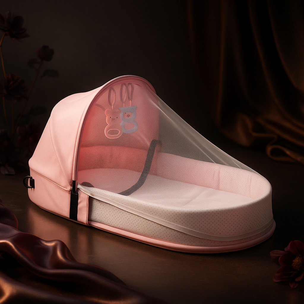 Portable Bionic Newborn Baby Crib – Foldable Travel Bassinet & Anti-Stress Isolation Bed
