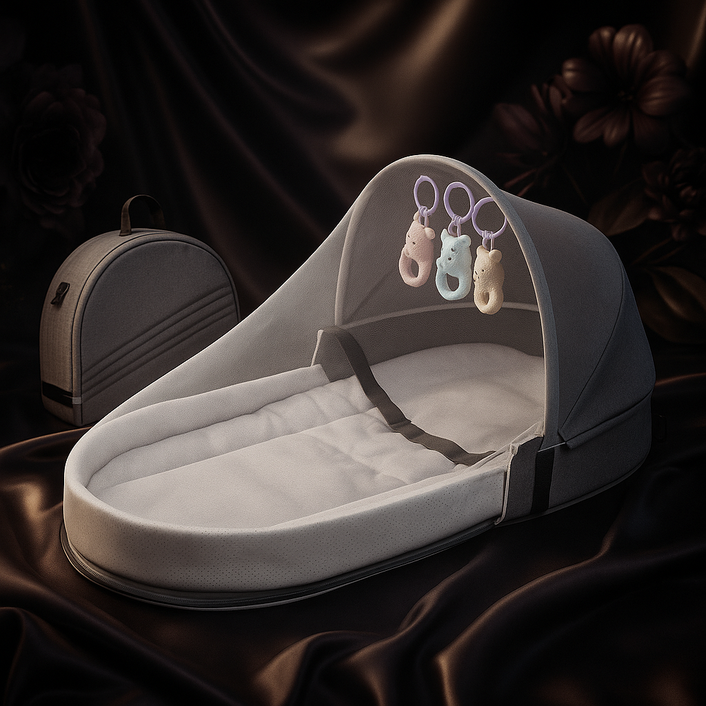 Portable Bionic Newborn Baby Crib – Foldable Travel Bassinet & Anti-Stress Isolation Bed