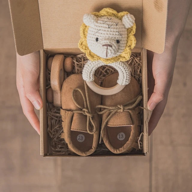 Newborn Gift Box – Cotton Towel, Blanket, Milestone Cards & Wooden Baby Essentials for a Perfect Birth Present