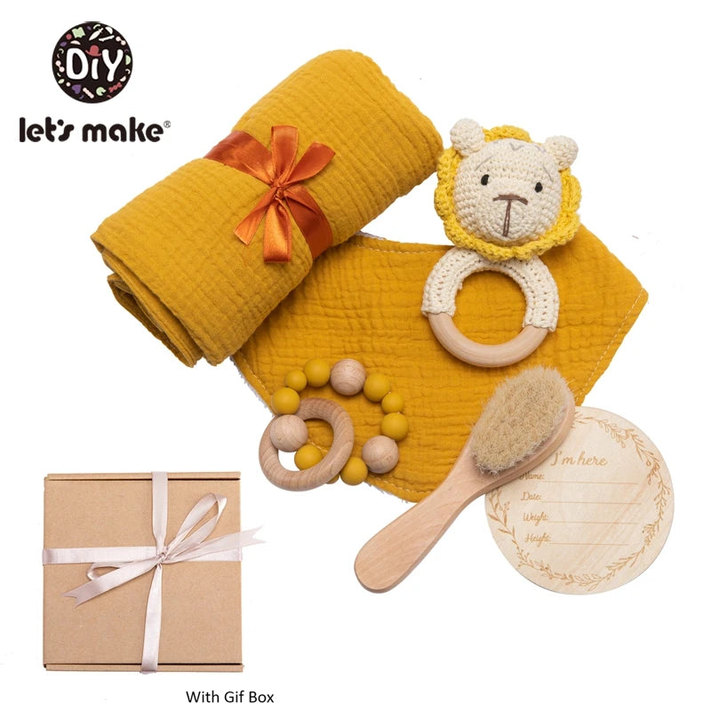 Newborn Gift Box – Cotton Towel, Blanket, Milestone Cards & Wooden Baby Essentials for a Perfect Birth Present