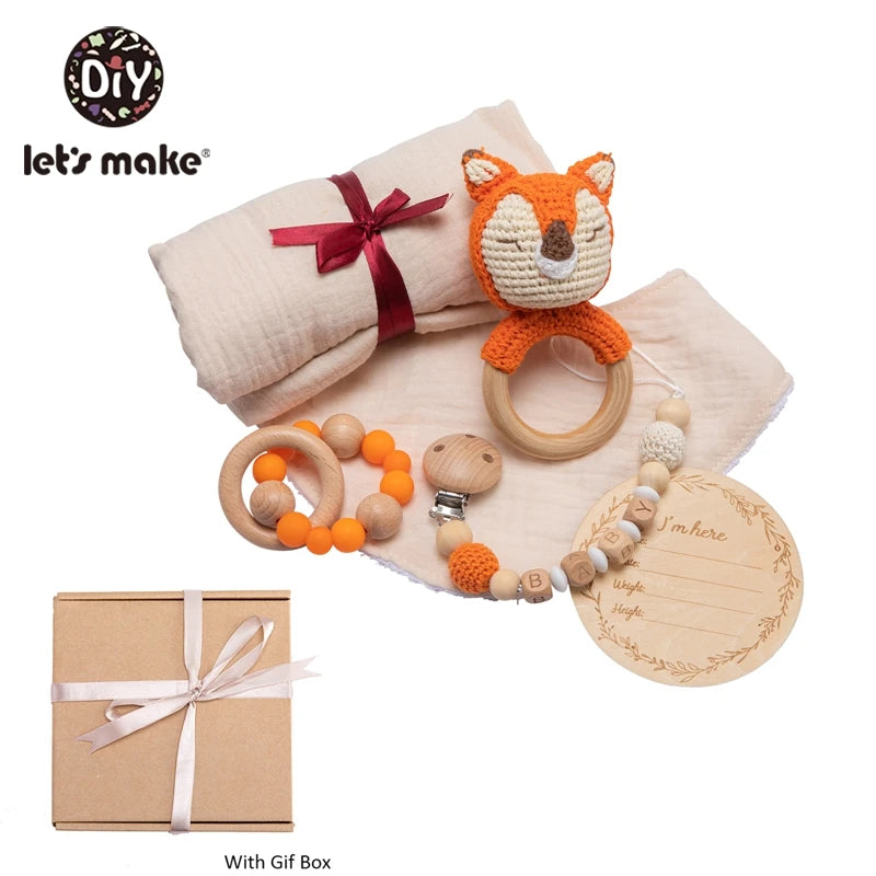 Newborn Gift Box – Cotton Towel, Blanket, Milestone Cards & Wooden Baby Essentials for a Perfect Birth Present