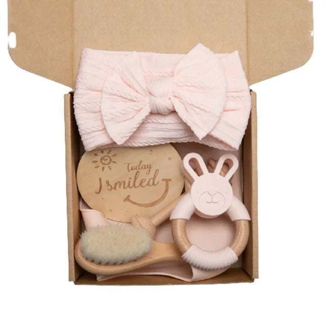 Newborn Gift Box – Cotton Towel, Blanket, Milestone Cards & Wooden Baby Essentials for a Perfect Birth Present