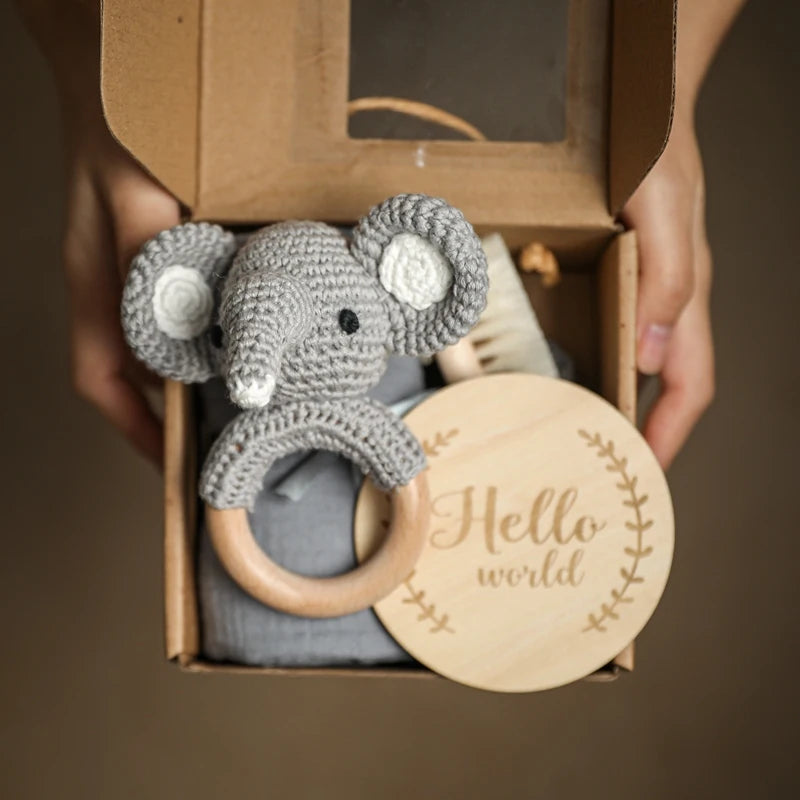 Newborn Gift Box – Cotton Towel, Blanket, Milestone Cards & Wooden Baby Essentials for a Perfect Birth Present