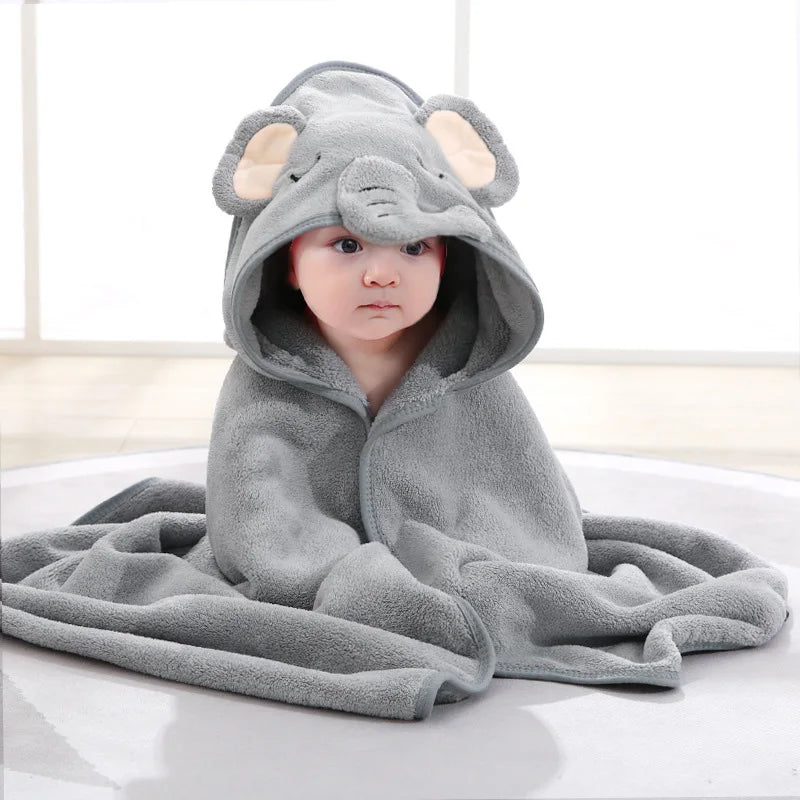 Soft Cartoon Animal Hooded Baby Bath Towel – Cozy Newborn Blanket & Toddler Bathrobe Wrap