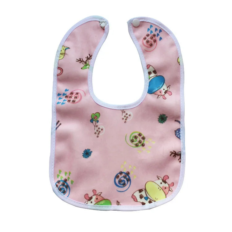Waterproof Baby Bib – Super Soft Crystal Velvet Saliva Towel with Cute Cartoon Snap Closure