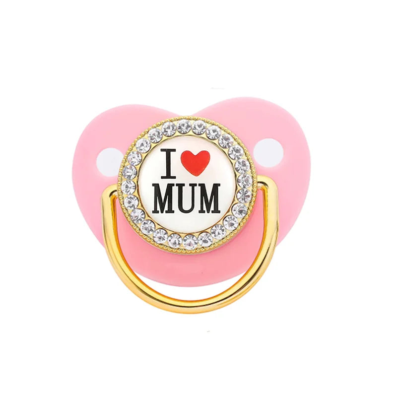 Premium Newborn Pacifier – BPA-Free Silicone Baby Dummy with "I Love Mum/Dad" Design | Perfect Baby Shower Gift