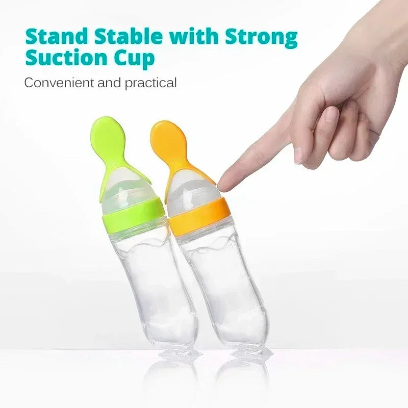 Squeeze Baby Food Feeder Spoon – Soft Silicone 3oz Dispenser with Suction Base | Mess-Free Feeding for Babies & Toddlers (BPA-Free)