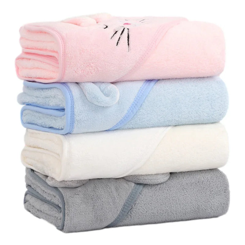 Soft Cartoon Animal Hooded Baby Bath Towel – Cozy Newborn Blanket & Toddler Bathrobe Wrap