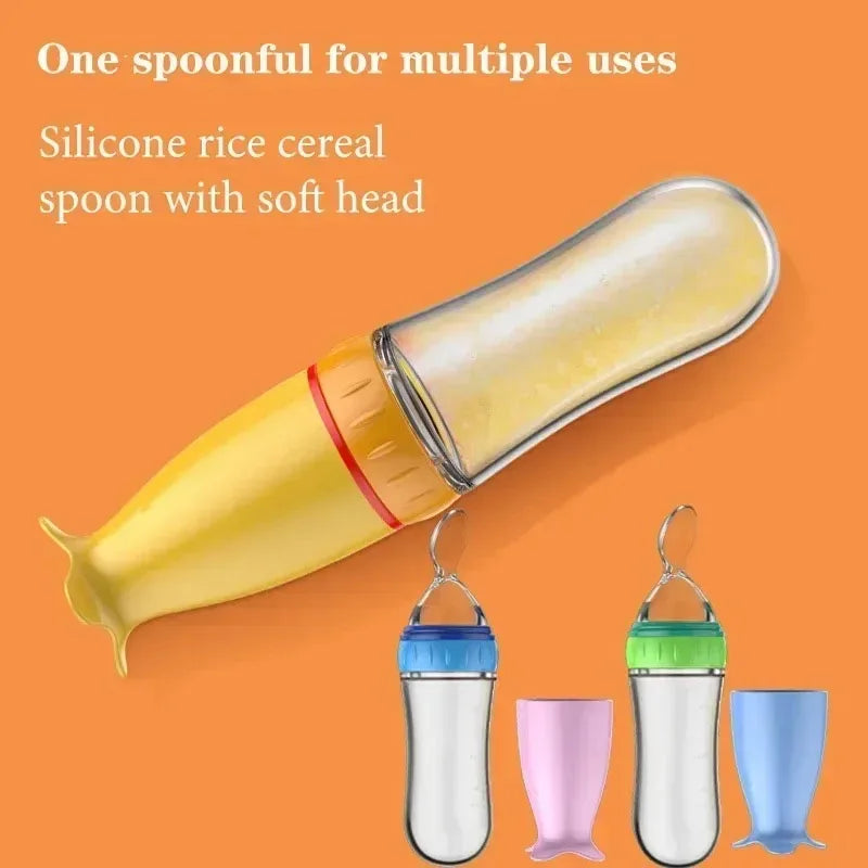 Squeeze Baby Food Feeder Spoon – Soft Silicone 3oz Dispenser with Suction Base | Mess-Free Feeding for Babies & Toddlers (BPA-Free)