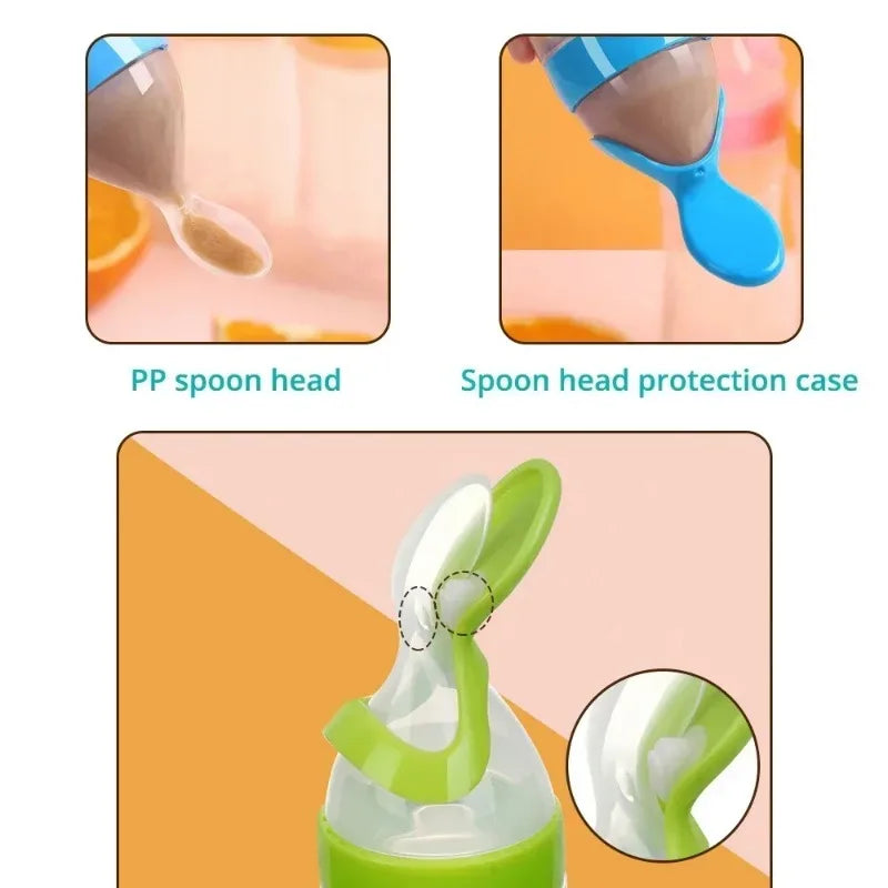 Squeeze Baby Food Feeder Spoon – Soft Silicone 3oz Dispenser with Suction Base | Mess-Free Feeding for Babies & Toddlers (BPA-Free)