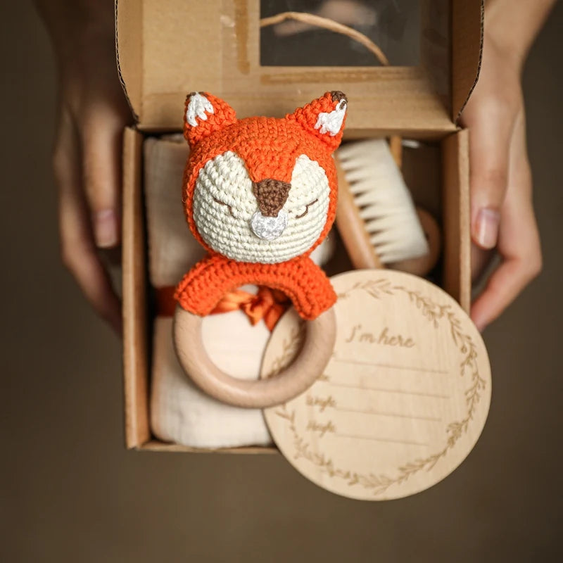Newborn Gift Box – Cotton Towel, Blanket, Milestone Cards & Wooden Baby Essentials for a Perfect Birth Present