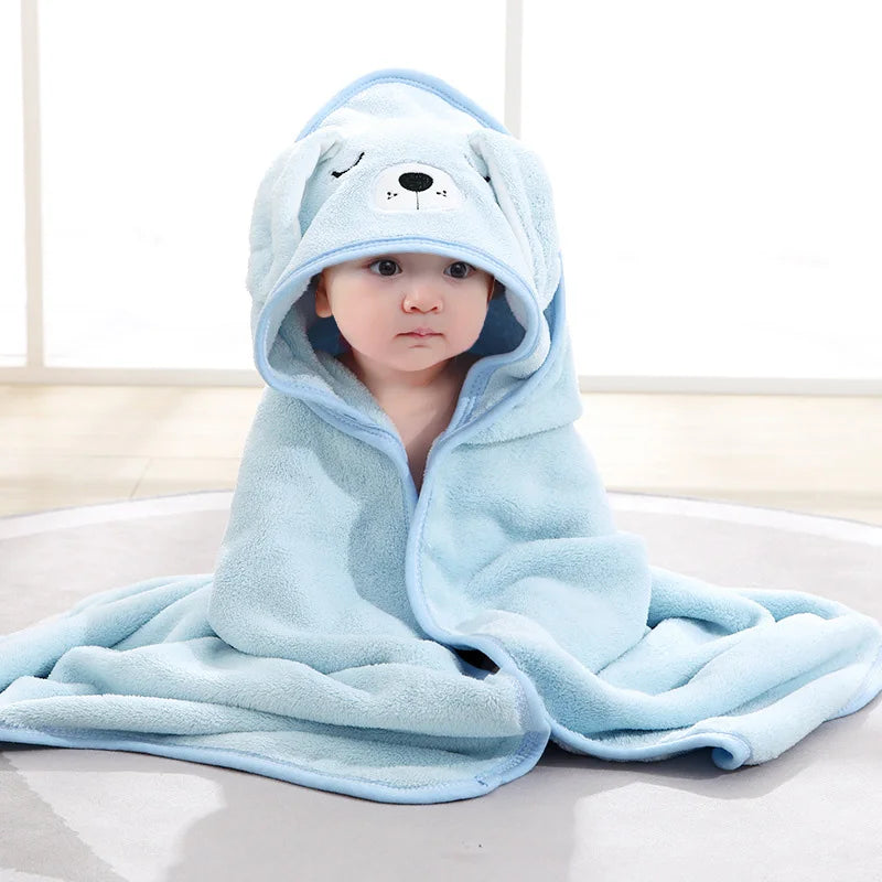 Soft Cartoon Animal Hooded Baby Bath Towel – Cozy Newborn Blanket & Toddler Bathrobe Wrap