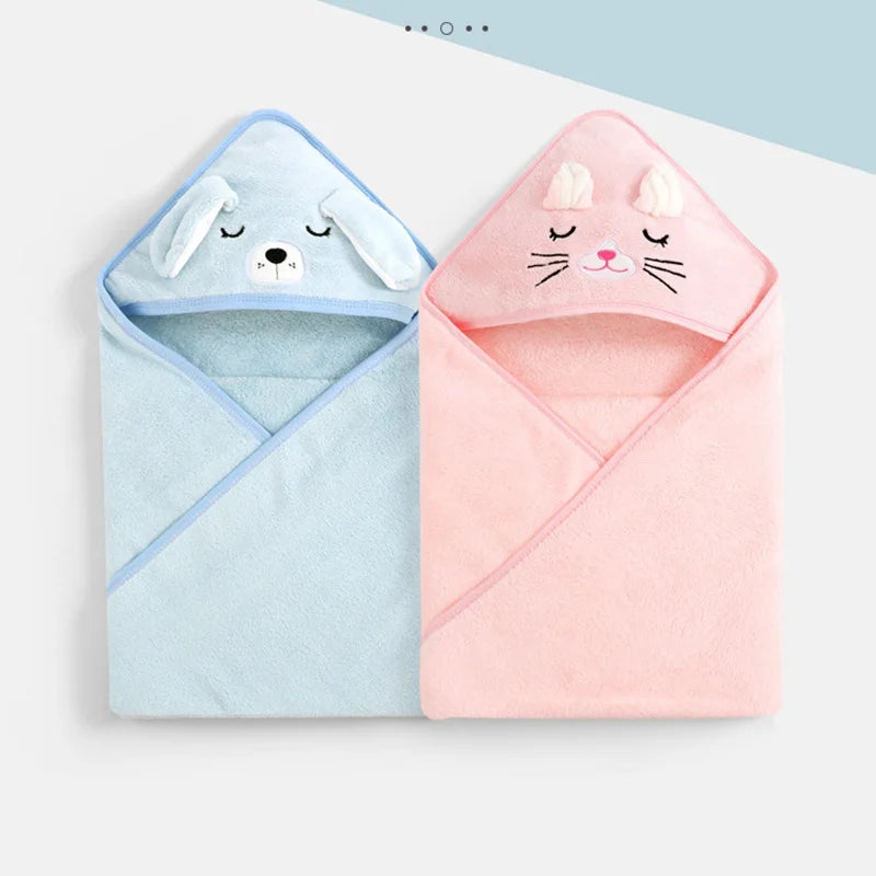 Soft Cartoon Animal Hooded Baby Bath Towel – Cozy Newborn Blanket & Toddler Bathrobe Wrap