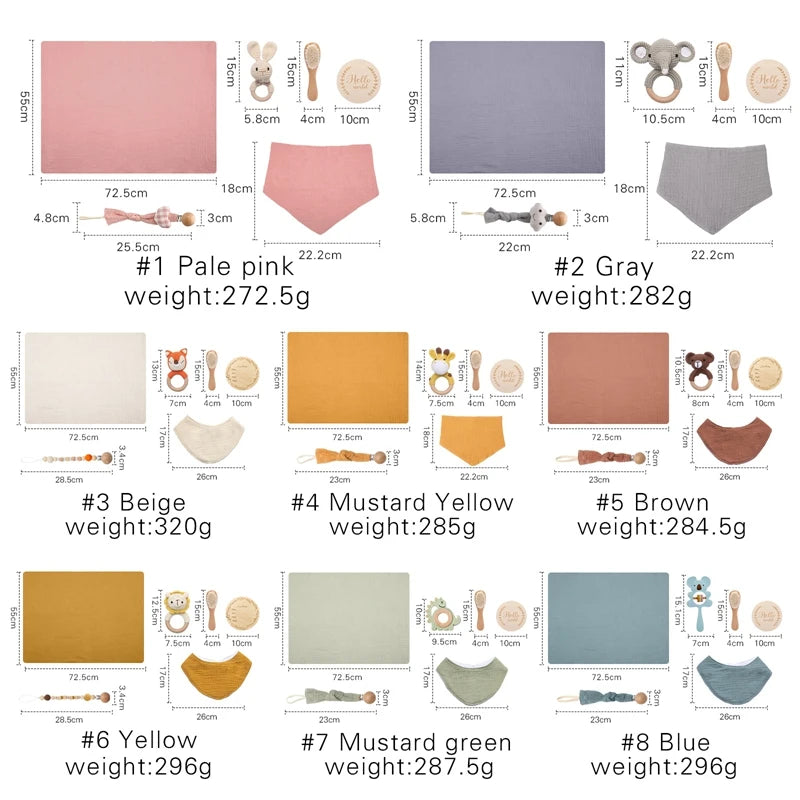 Newborn Gift Box – Cotton Towel, Blanket, Milestone Cards & Wooden Baby Essentials for a Perfect Birth Present