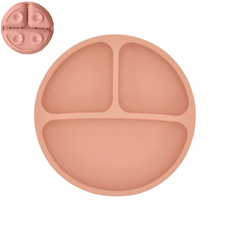 Silicone Baby Dining Set – Non-Slip Plate & Spoon with Cute Cartoon Smile Face for Toddlers