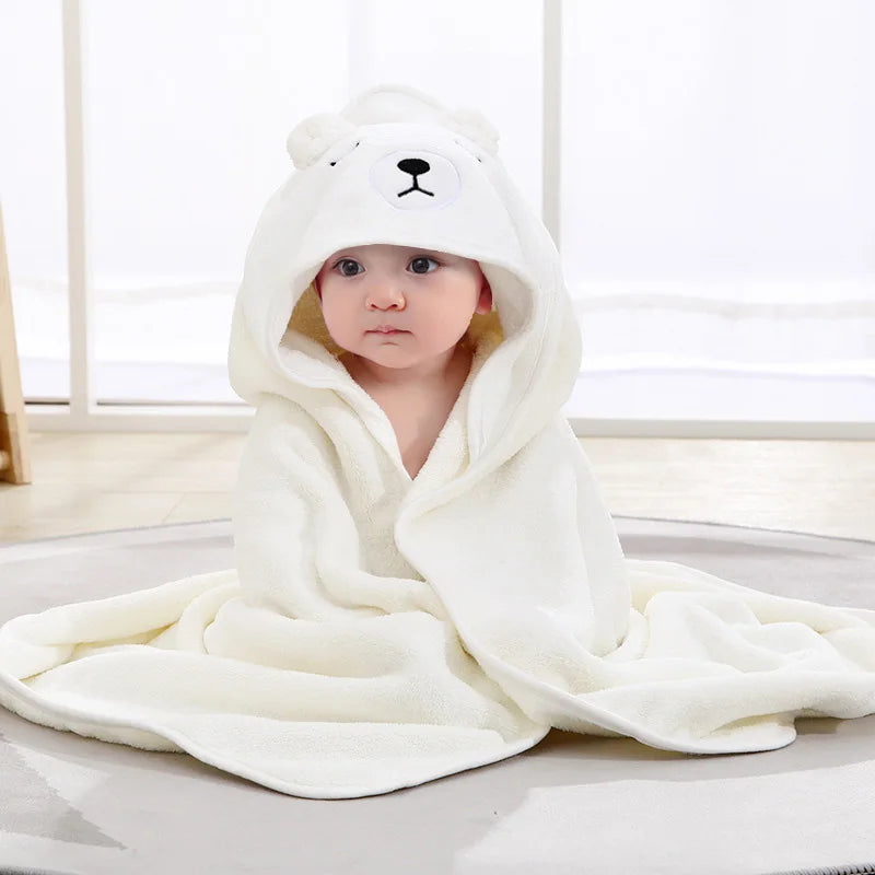 Soft Cartoon Animal Hooded Baby Bath Towel – Cozy Newborn Blanket & Toddler Bathrobe Wrap