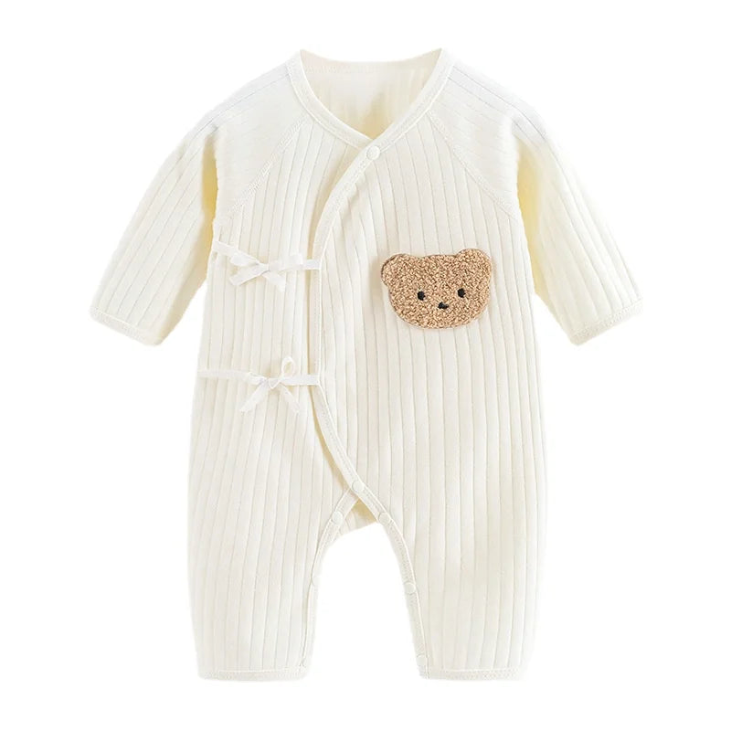 100% Cotton Baby Romper – Soft Knitted One-Piece Outfit with Long Sleeves for All Seasons (Unisex)