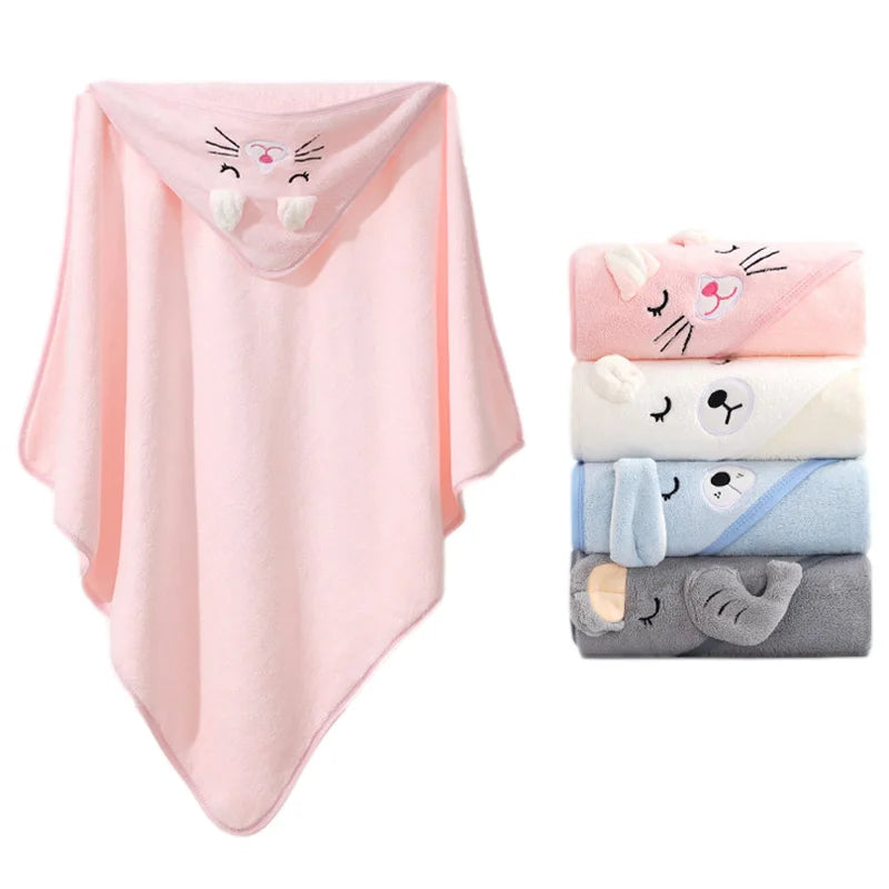Soft Cartoon Animal Hooded Baby Bath Towel – Cozy Newborn Blanket & Toddler Bathrobe Wrap