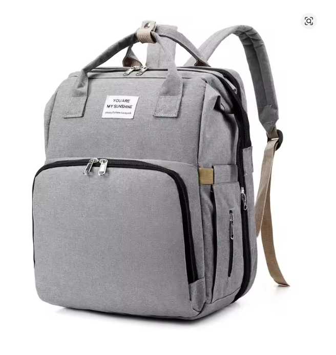 4-in-1 Diaper Bag Backpack with Foldable Bassinet