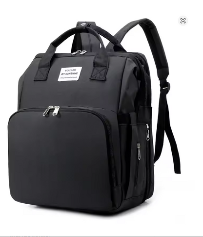 4-in-1 Diaper Bag Backpack with Foldable Bassinet