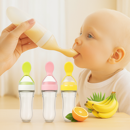 Squeeze Baby Food Feeder Spoon – Soft Silicone 3oz Dispenser with Suction Base | Mess-Free Feeding for Babies & Toddlers (BPA-Free)