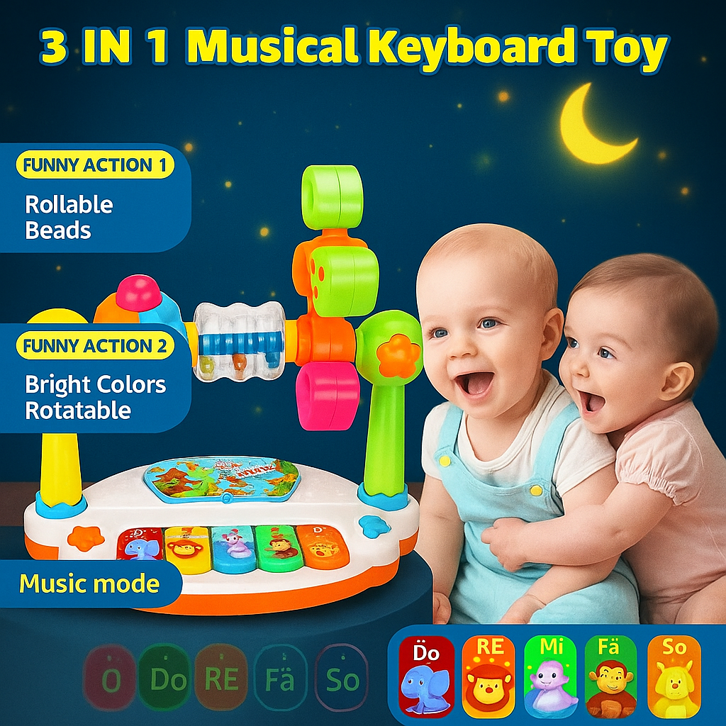 Musical Baby Piano Toy – Rotating Keyboard with Lights & Sounds | Early Learning Music Toy for Toddlers
