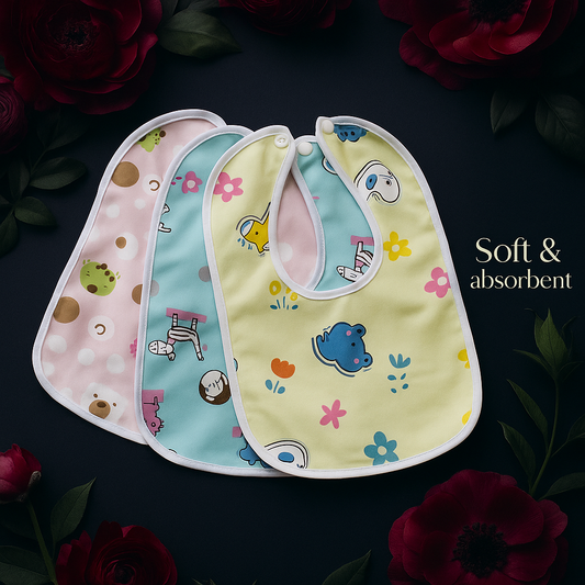 Waterproof Baby Bib – Super Soft Crystal Velvet Saliva Towel with Cute Cartoon Snap Closure