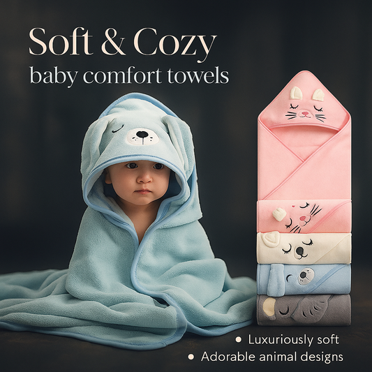 Soft Cartoon Animal Hooded Baby Bath Towel – Cozy Newborn Blanket & Toddler Bathrobe Wrap