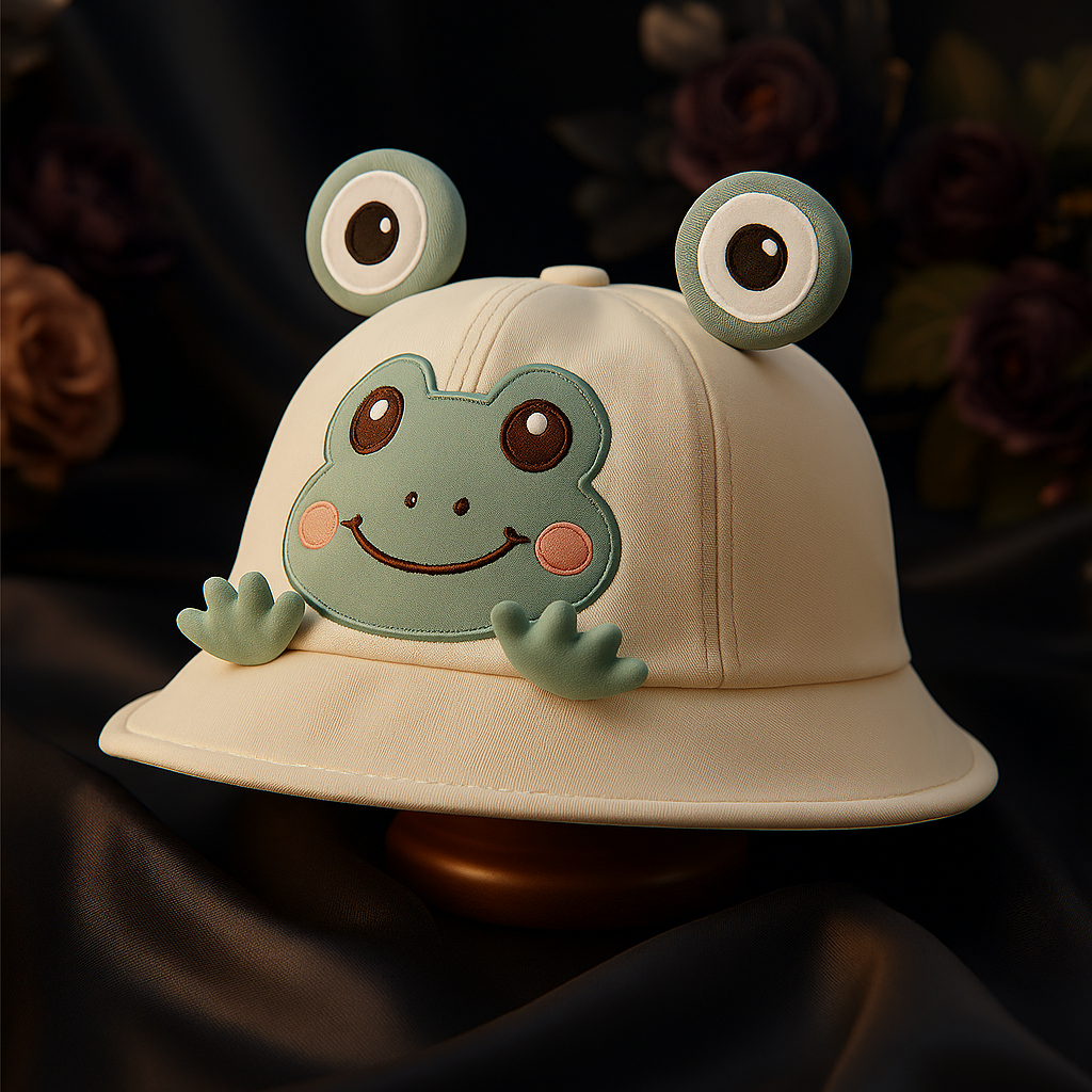 Breathable Cotton Frog Baby Sun Hat – Cute Unisex Bucket Cap for Outdoor Travel & Summer Protection