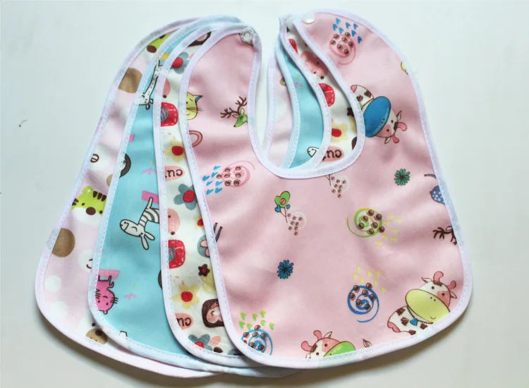 Waterproof Baby Bib – Super Soft Crystal Velvet Saliva Towel with Cute Cartoon Snap Closure