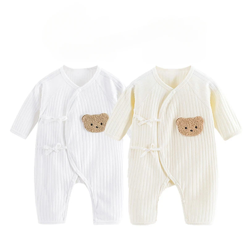 100% Cotton Baby Romper – Soft Knitted One-Piece Outfit with Long Sleeves for All Seasons (Unisex)