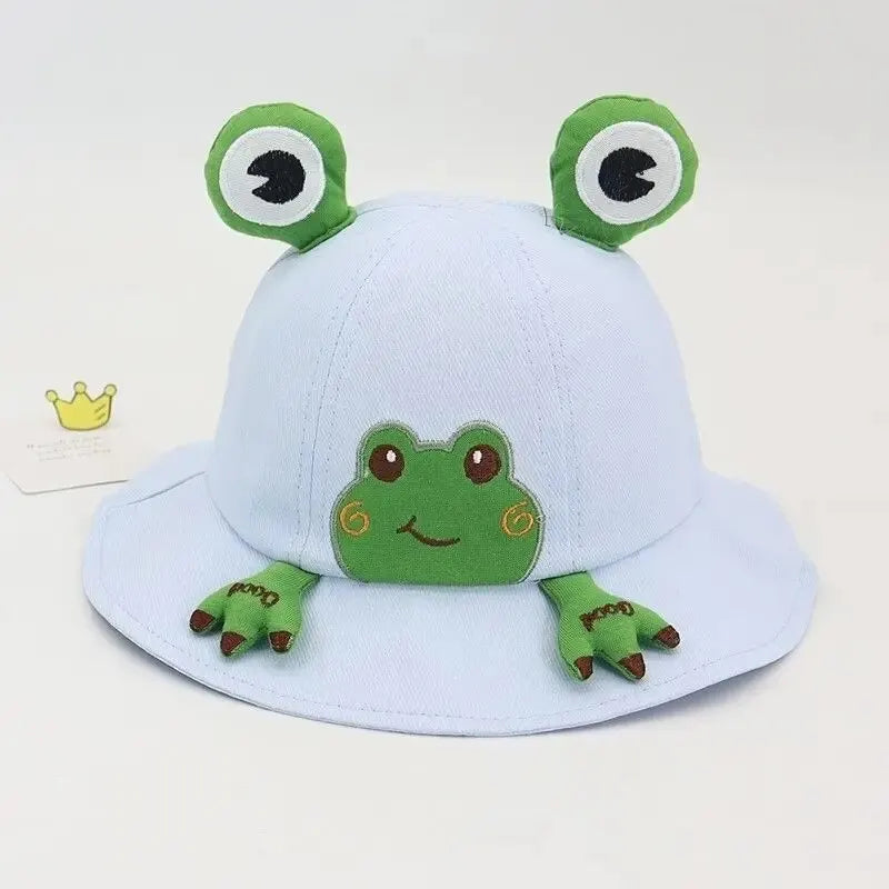 Breathable Cotton Frog Baby Sun Hat – Cute Unisex Bucket Cap for Outdoor Travel & Summer Protection