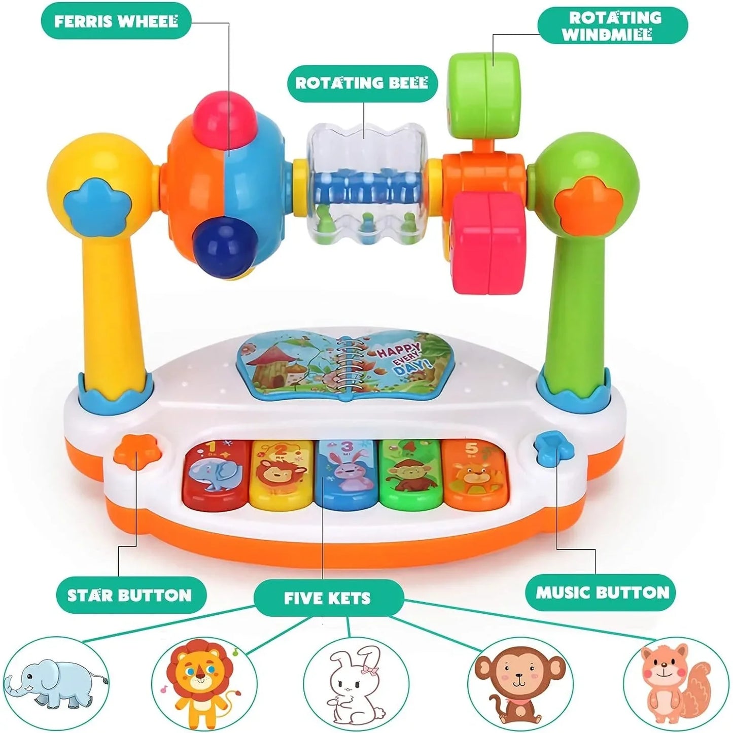 Musical Baby Piano Toy – Rotating Keyboard with Lights & Sounds | Early Learning Music Toy for Toddlers