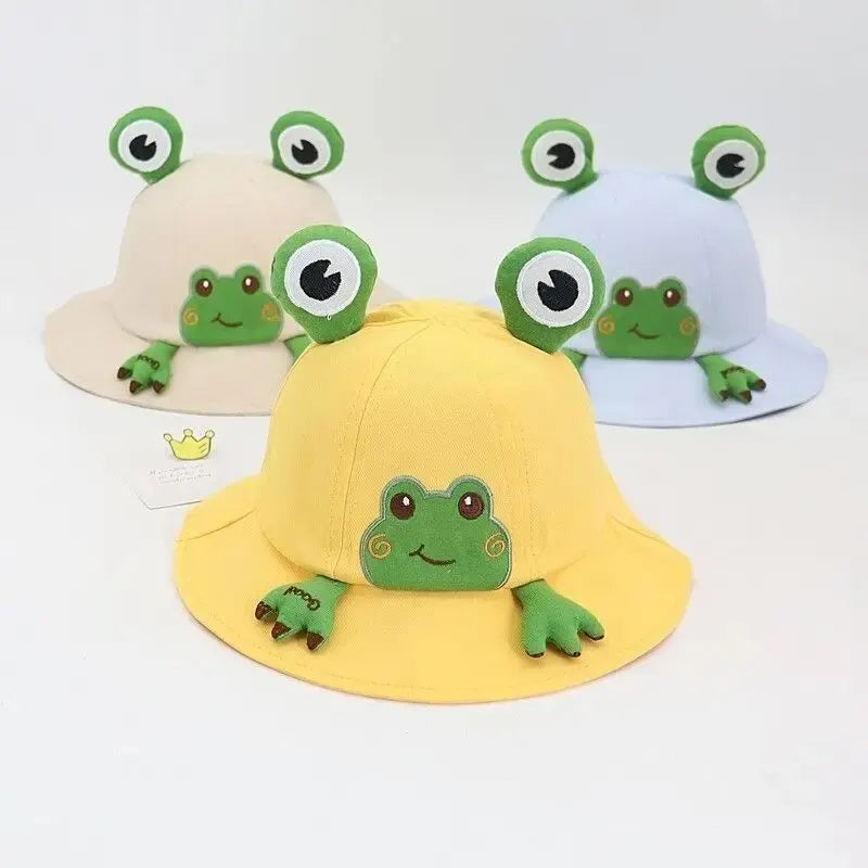Breathable Cotton Frog Baby Sun Hat – Cute Unisex Bucket Cap for Outdoor Travel & Summer Protection