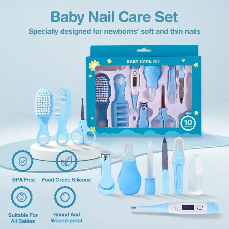 10-in-1 Baby Grooming Kit – Safe & Gentle Care Set for Newborns | Nail Clippers, Brush, Comb & More – Perfect Baby Shower Gift