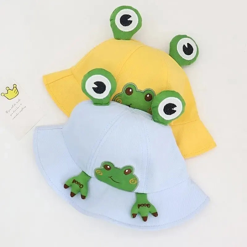 Breathable Cotton Frog Baby Sun Hat – Cute Unisex Bucket Cap for Outdoor Travel & Summer Protection