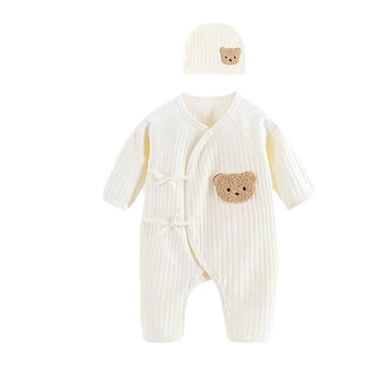 100% Cotton Baby Romper – Soft Knitted One-Piece Outfit with Long Sleeves for All Seasons (Unisex)