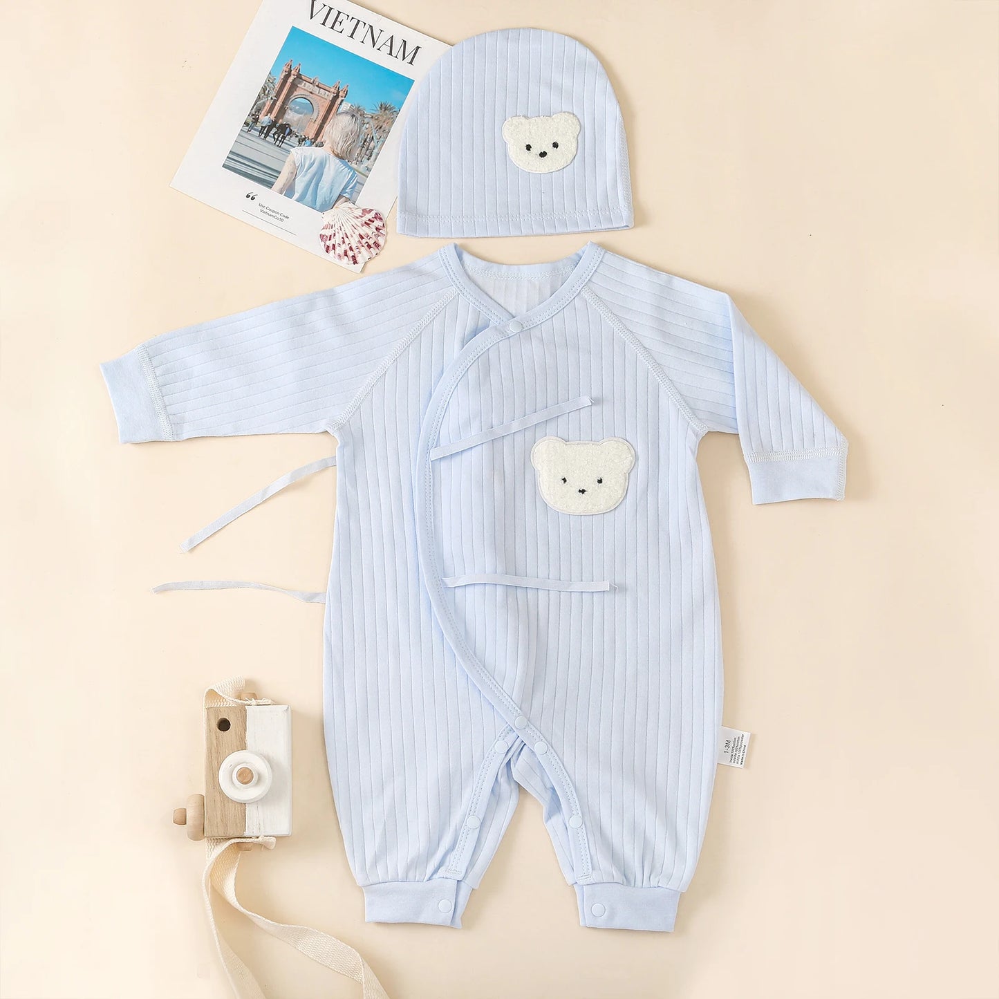 100% Cotton Baby Romper – Soft Knitted One-Piece Outfit with Long Sleeves for All Seasons (Unisex)